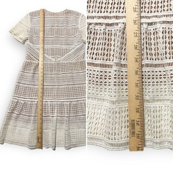 Self Portrait Patchwork Lace Mini Dress, White with  Nude,  Size 10‎ - Picture 14 of 16